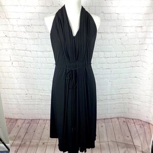 NWOT Calvin Klein V-Neck Sleeveless MIDI Dress Black Women’s Size 8 Pleats Lined